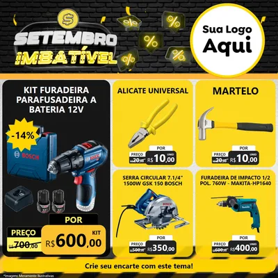 Modelo de Rede Social para Feed Facebook com o tema Setembro Imbatível para Maquinas e Ferramentas