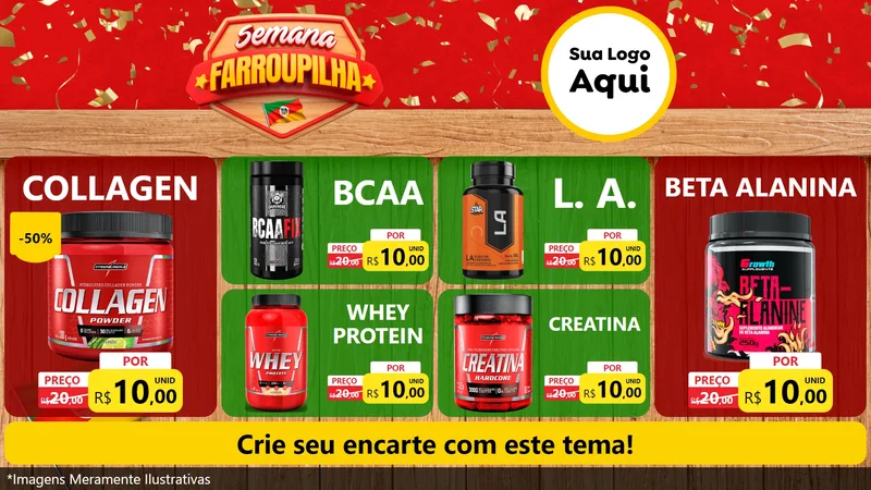 Modelo de TV para TV Horizontal com o tema Semana Farroupilha para Suplementos alimentares