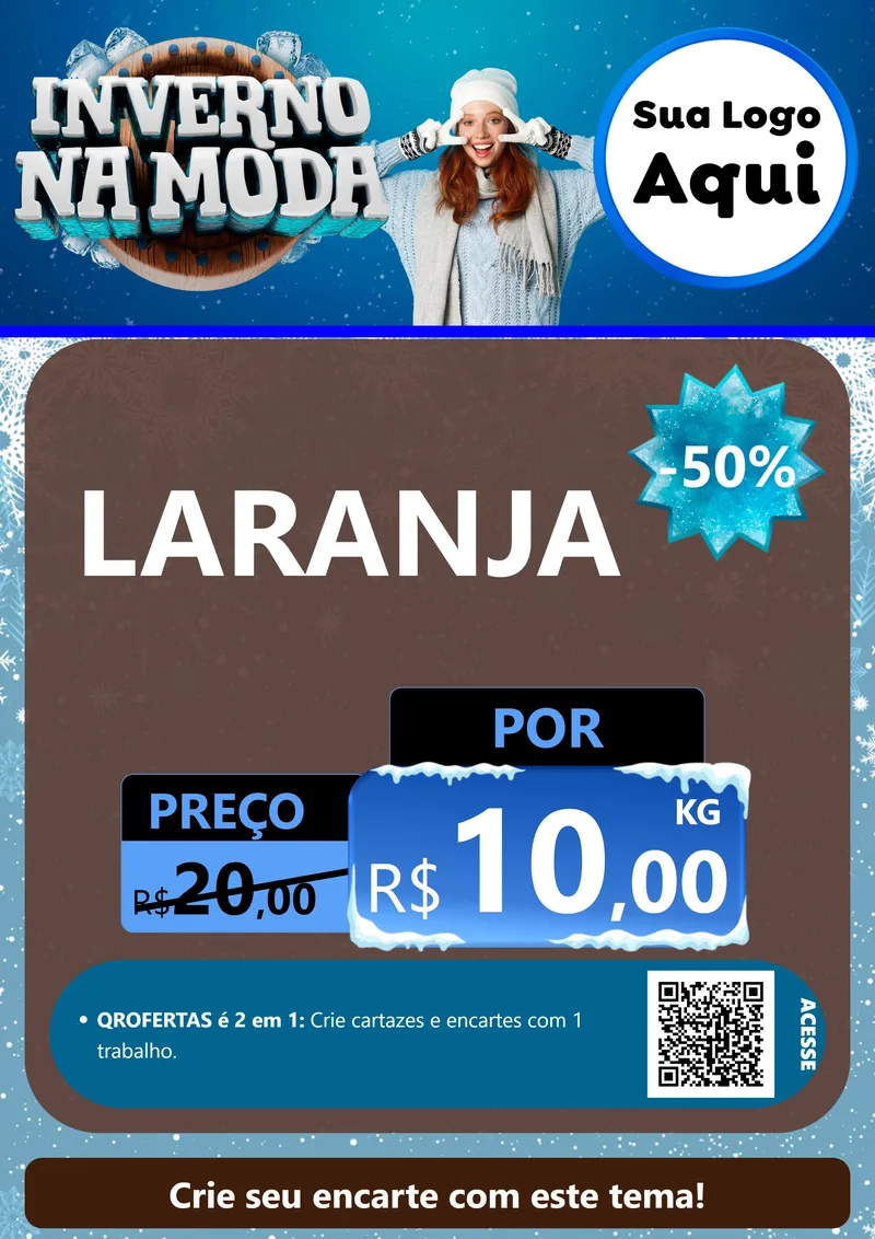 Modelo de Cartaz para Cartaz A4 Vertical com o tema Inverno na Moda para Hortifrúti