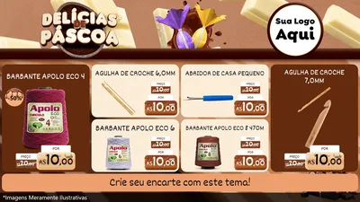 Modelo de TV para TV Horizontal com o tema Delícias de Páscoa para Armarinho e Aviamentos