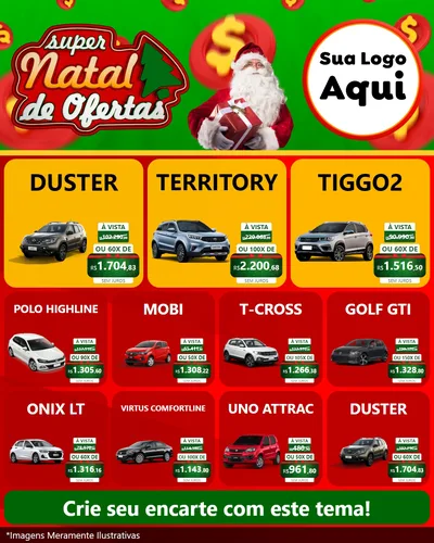 Modelo de Rede Social para Feed Instagram com o tema Super Natal de Ofertas para Concessionaria de Carros