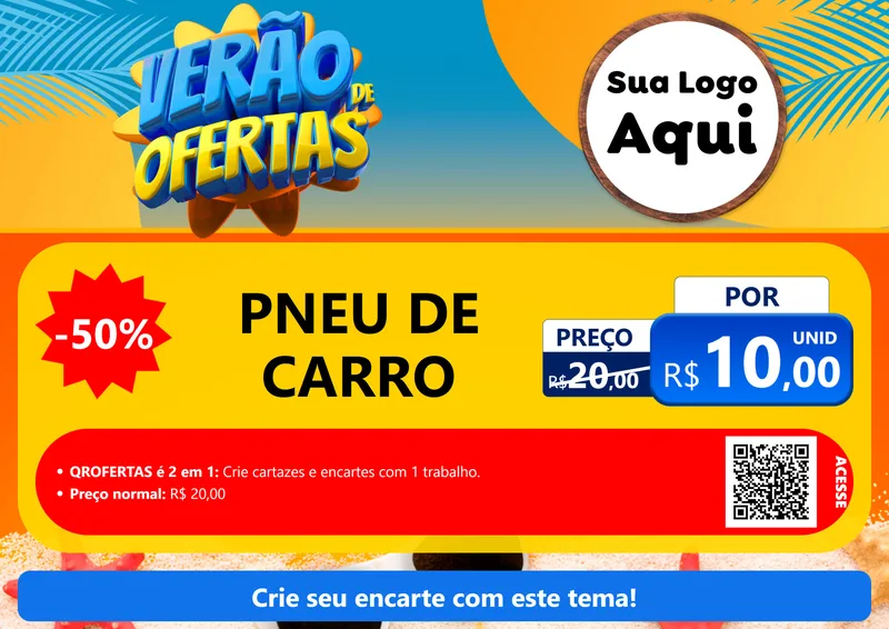 Modelo de Cartaz para Cartaz A4 Horizontal com o tema Verão de Ofertas para Auto peças