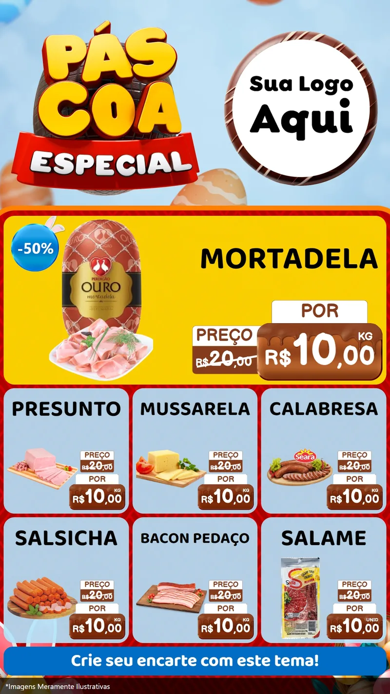 Modelo de Rede Social para Stories com o tema Páscoa Especial para Frios e Laticínios