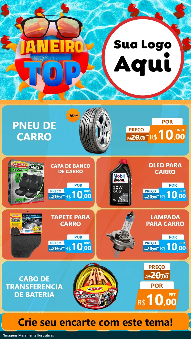 Modelo de TV para TV Vertical com o tema Janeiro Top para Auto peças