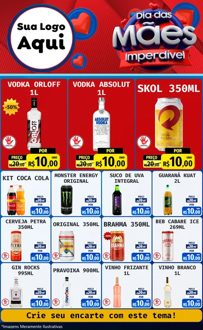 Modelo de Encarte para Encarte Grande com o tema Dia Das Mães Imperdível para Distribuidora de bebidas