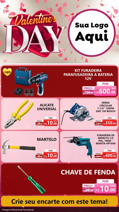 Modelo de TV para TV Vertical com o tema Valentine's Day para Maquinas e Ferramentas