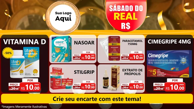 Modelo de TV para TV Horizontal com o tema Sábado do Real para Farmácia
