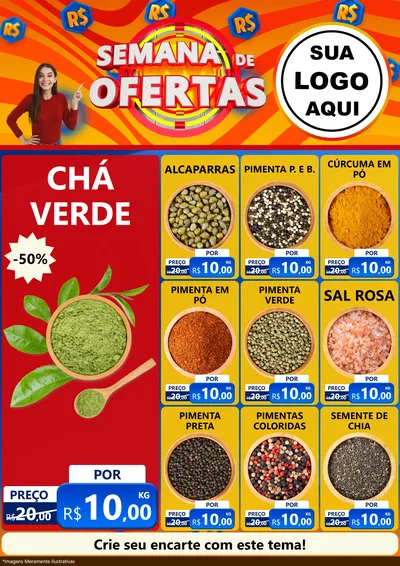 Modelo de Encarte para Encarte A4 Vertical com o tema Semana de Ofertas para Produtos Naturais