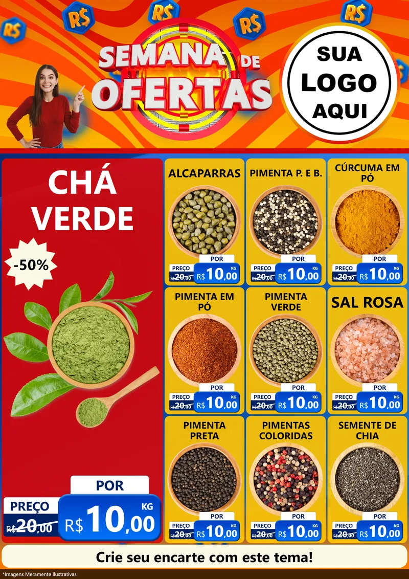 Modelo de Encarte para Encarte A4 Vertical com o tema Semana de Ofertas para Produtos Naturais