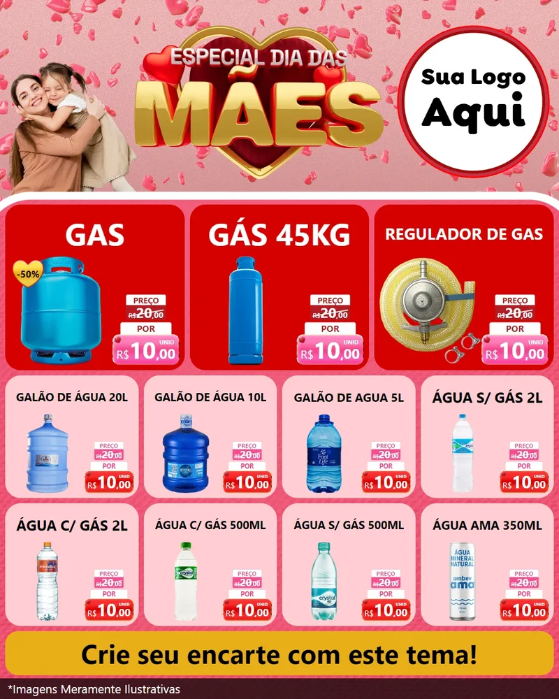 Modelo de Rede Social para Feed Instagram com o tema Especial Dia Das Mães para Água e gás