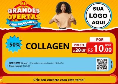 Modelo de Cartaz para Cartaz A4 Horizontal com o tema Grandes Ofertas Para Economizar! para Suplementos alimentares