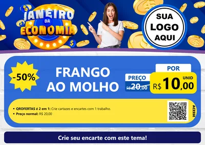 Modelo de Cartaz para Cartaz A4 Horizontal com o tema Janeiro da Economia para Restaurante