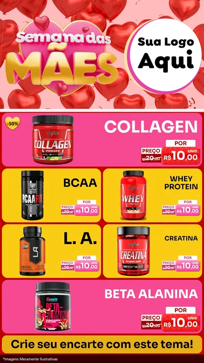 Modelo de TV para TV Vertical com o tema Semana Das Mães para Suplementos alimentares