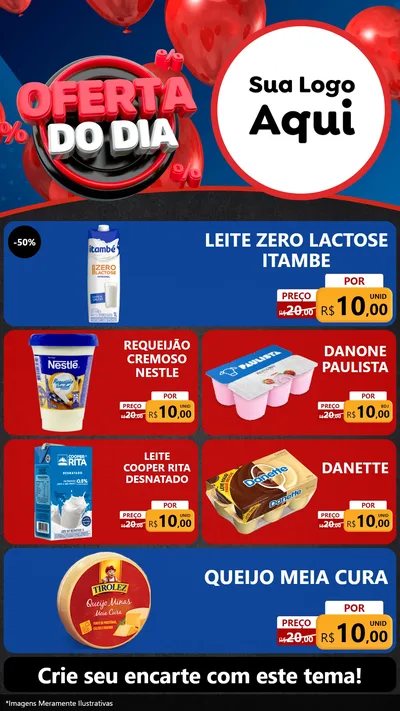 Modelo de TV para TV Vertical com o tema Oferta do Dia para Frios e Laticínios