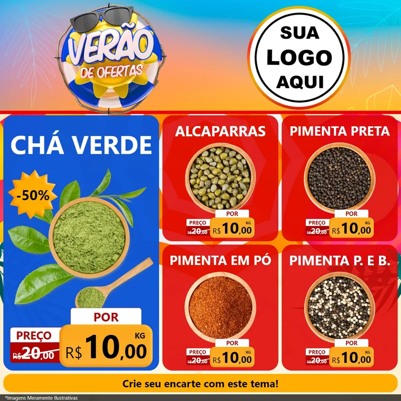 Modelo de Rede Social para Feed Facebook com o tema Verão de Ofertas para Produtos Naturais