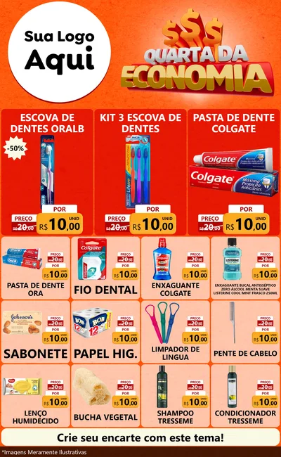 Modelo de Encarte para Encarte Grande com o tema Quarta da Economia para Higiene Pessoal