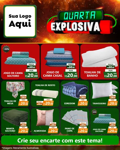 Modelo de Rede Social para Feed Instagram com o tema Quarta Explosiva para Cama, Mesa e Banho