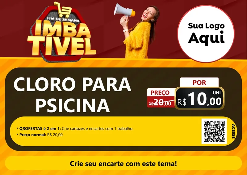 Modelo de Cartaz para Cartaz A4 Horizontal com o tema Fim de Semana Imbatível para Produtos para Piscina