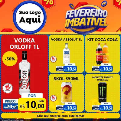 Modelo de Rede Social para Feed Facebook com o tema Fevereiro Imbatível para Distribuidora de bebidas