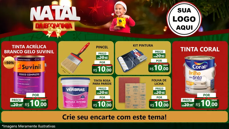 Modelo de TV para TV Horizontal com o tema Natal da Economia para Tintas e Ferramentas