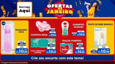 Modelo de TV para TV Horizontal com o tema Ofertas de Janeiro para Bebês