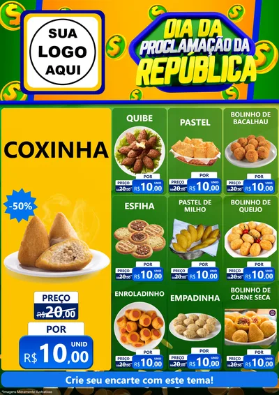 Modelo de Encarte para Encarte A4 Vertical com o tema Dia Da Proclamação da República para Salgadaria
