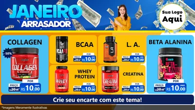 Modelo de TV para TV Horizontal com o tema Janeiro Arrasador para Suplementos alimentares