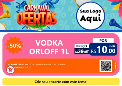Modelo de Cartaz para Cartaz A4 Horizontal com o tema Carnaval de Ofertas para Distribuidora de bebidas