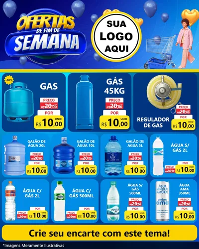 Modelo de Rede Social para Feed Instagram com o tema Ofertas de Fim de Semana para Água e gás