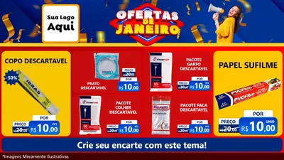 Modelo de TV para TV Horizontal com o tema Ofertas de Janeiro para Embalagens