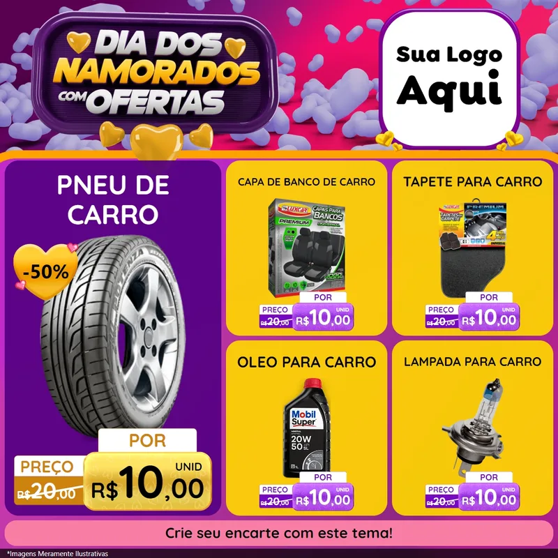Modelo de Rede Social para Feed Facebook com o tema Dia Dos Namorados Com Ofertas para Auto peças