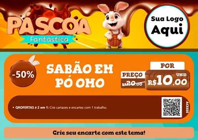 Modelo de Cartaz para Cartaz A4 Horizontal com o tema Páscoa Fantástica para Produtos de Limpeza