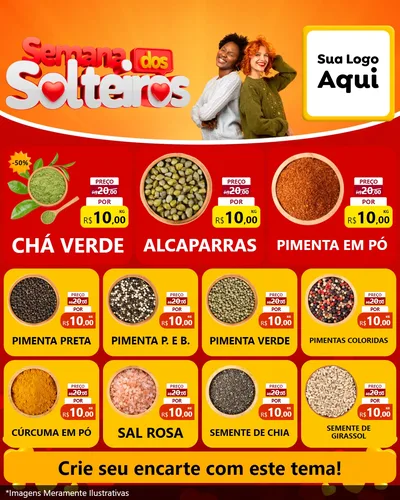 Modelo de Rede Social para Feed Instagram com o tema Semana dos Solteiros para Produtos Naturais