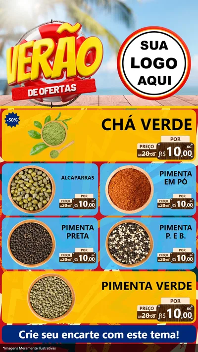 Modelo de TV para TV Vertical com o tema Verão de Ofertas para Produtos Naturais