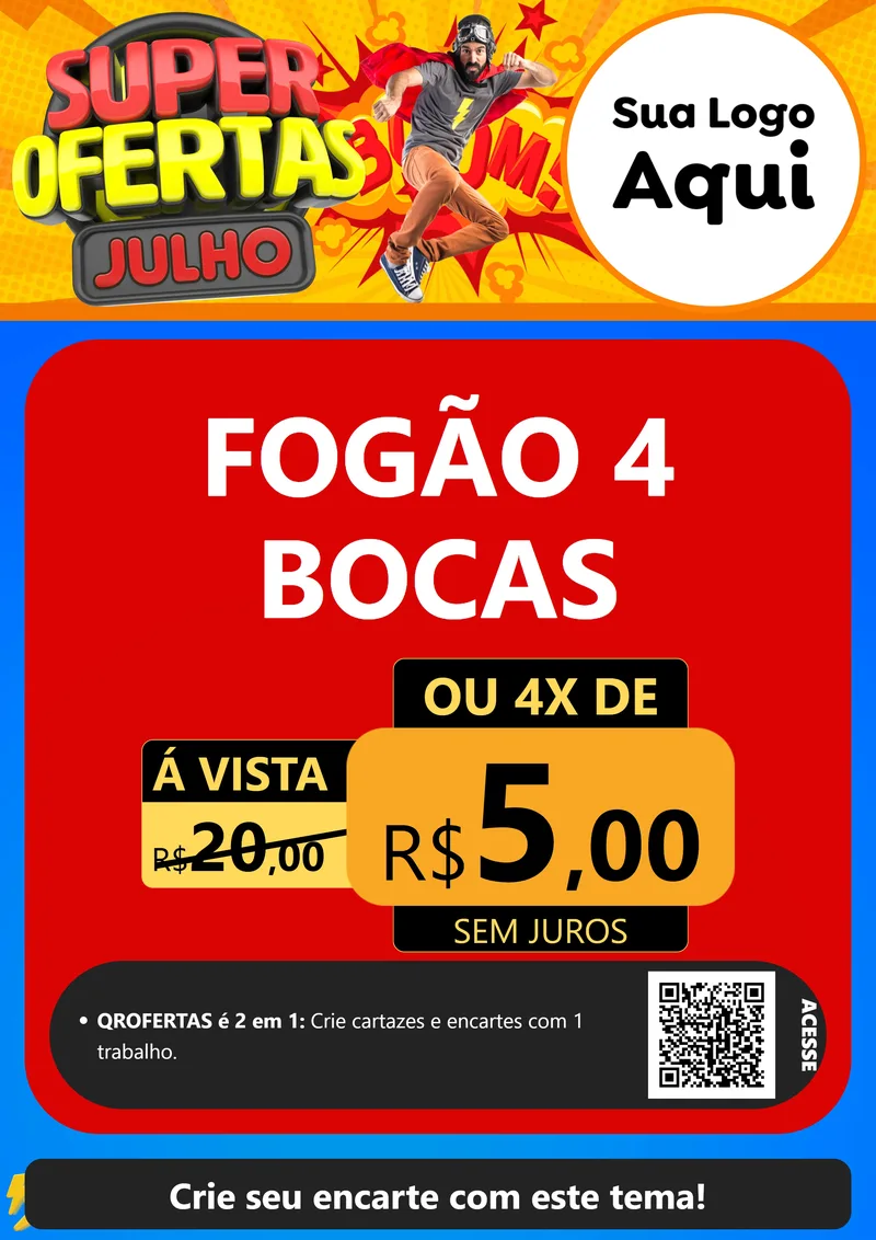 Modelo de Cartaz para Cartaz A4 Vertical com o tema Super Ofertas Julho para Móveis e Eletro