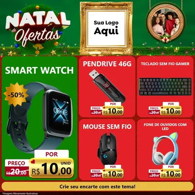 Modelo de Rede Social para Feed Facebook com o tema Natal de Ofertas para Informática