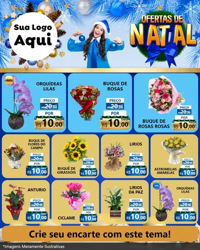 Modelo de Rede Social para Feed Instagram com o tema Ofertas de Natal para Floricultura e jardim