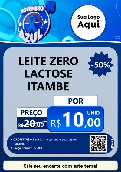 Modelo de Cartaz para Cartaz A4 Vertical com o tema Novembro Azul para Frios e Laticínios