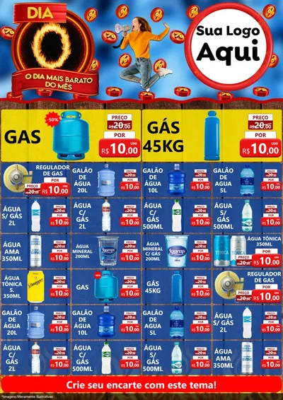 Modelo de Encarte para Encarte A4 Vertical com o tema Dia O - O Dia Mais Barato Do Mês para Água e gás