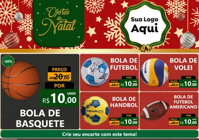 Modelo de Encarte para Encarte A4 Horizontal com o tema Natal de Ofertas para Artigos Esportivos