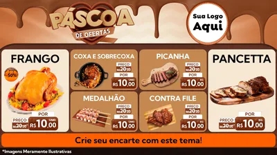 Modelo de TV para TV Horizontal com o tema Páscoa de Ofertas para Assados