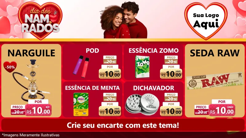 Modelo de TV para TV Horizontal com o tema Dia dos Namorados para Tabacaria