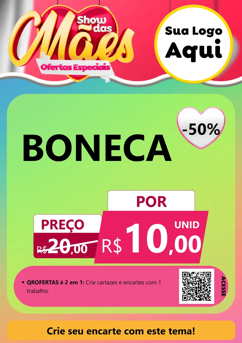Modelo de Cartaz para Cartaz A4 Vertical com o tema Show das Mães - Ofertas Especiais para Brinquedos