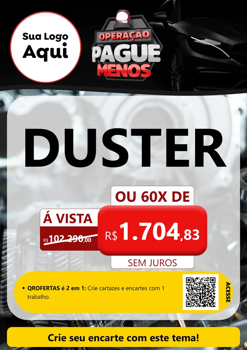 Modelo de Cartaz para Cartaz A4 Vertical com o tema Operação Pague Menos - Automóveis para Concessionaria de Carros