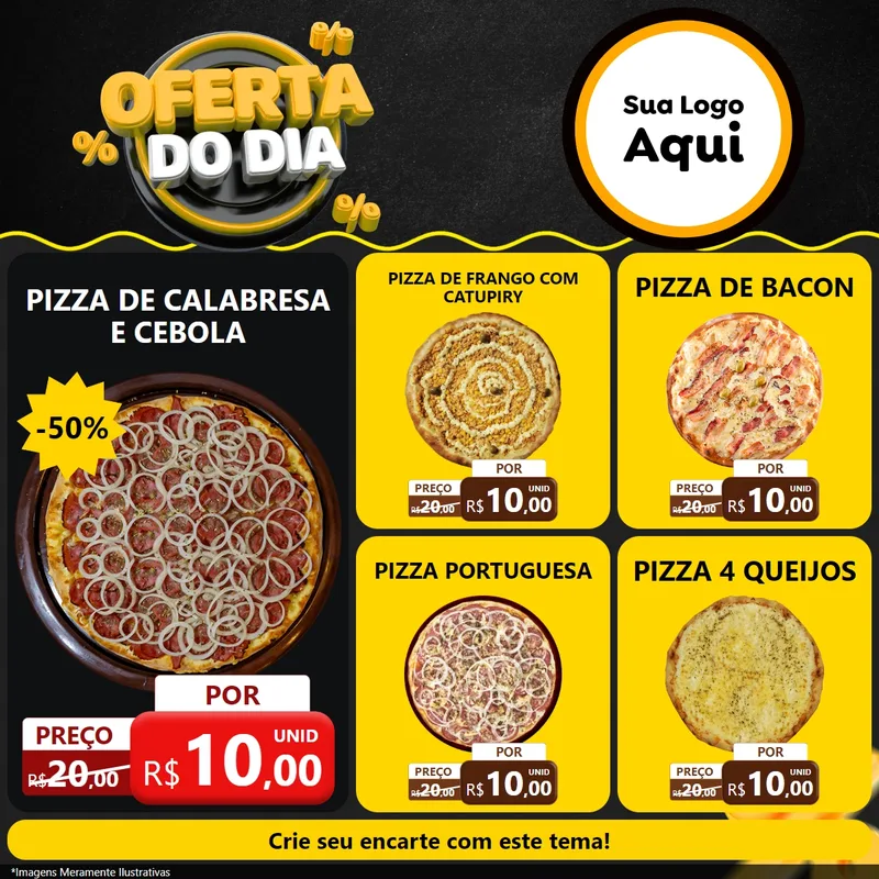 Modelo de Rede Social para Feed Facebook com o tema Oferta Do Dia para Pizzaria