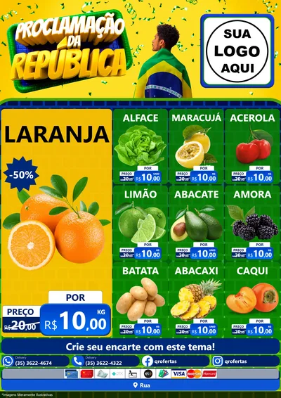 Modelo de Encarte para Encarte A4 Vertical com o tema Proclamação da República para Hortifrúti