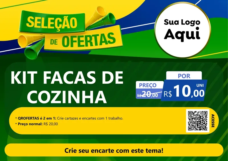 Modelo de Cartaz para Cartaz A4 Horizontal com o tema Seleção de Ofertas - Copa para Utilidades Domésticas