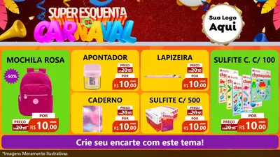 Modelo de TV para TV Horizontal com o tema Super Esquenta de Carnaval para Papelaria