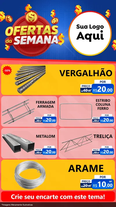 Modelo de TV para TV Vertical com o tema Ofertas Da Semana para Ferragens