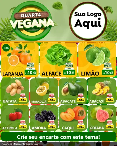 Modelo de Rede Social para Feed Instagram com o tema Quarta Vegana para Hortifrúti